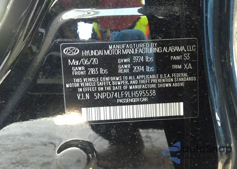 2020 Hyundai Elantra Se from USA, damaged, VIN 5NPD74LF9LH595538